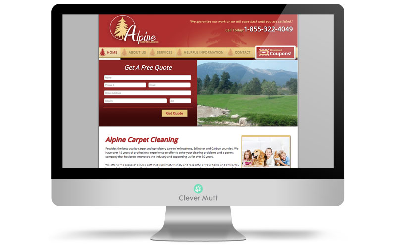 Alpine Carpet Cleaning website, by Clever Mutt™