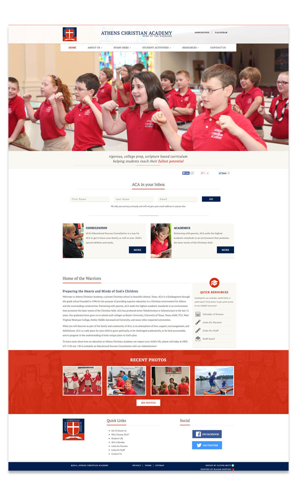 Athens Christian Academy website, by Clever Mutt™