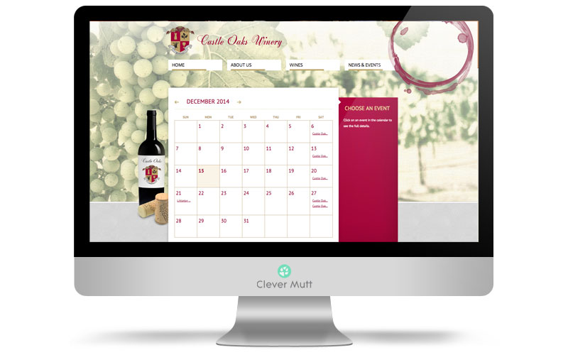 Castle Oaks Winery website, by Clever Mutt™