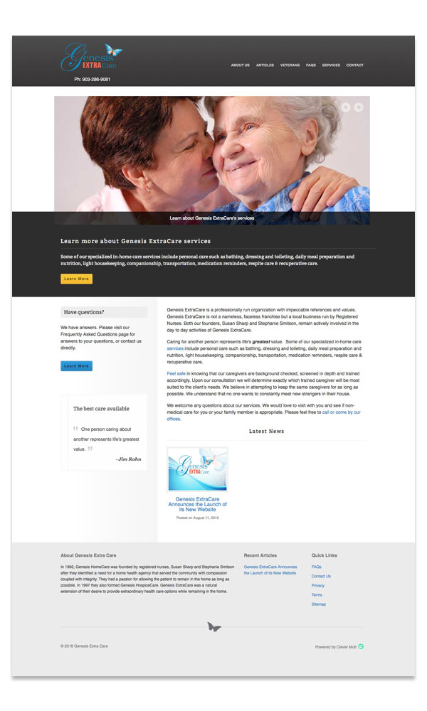 Genesis ExtraCare website, by Clever Mutt™