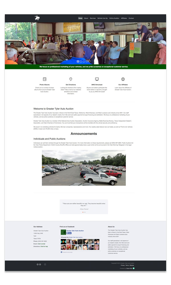 Greater Tyler Auto Auction website, by Clever Mutt™