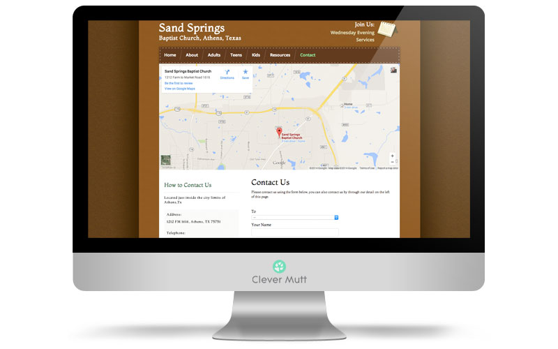 Sand Springs Baptist Church website, by Clever Mutt™